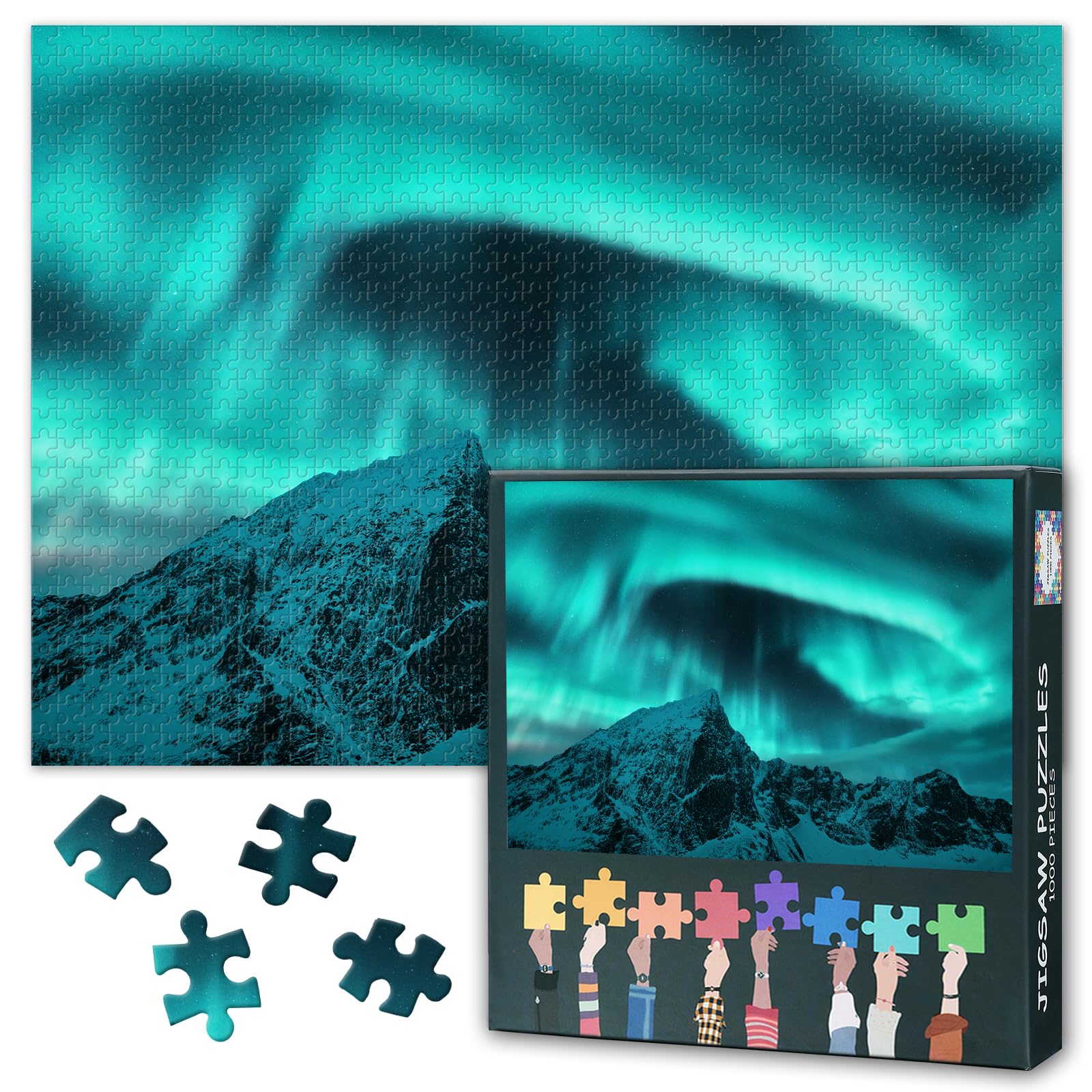 Aurora Puzzles for Adults 1000 Pieces, Lofoten Islands Norway Jigsaw Puzzles, Nature Adult Puzzle for Adults, Educational Fun Games or Toys for Elders Friends 20X27 INCH โ image 1