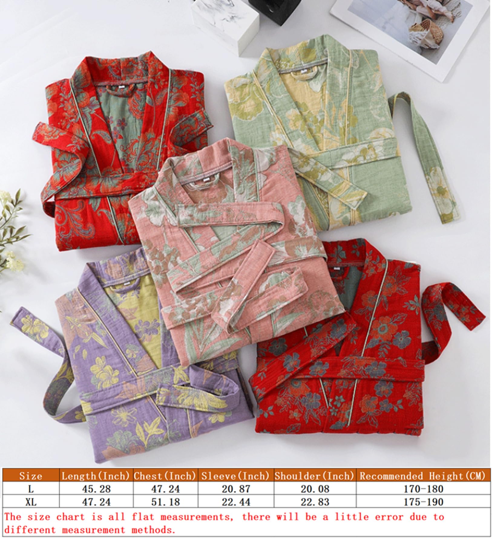 PRINCESS BRIDE Accappatoio unisex in cotone doppio strato garza traspirante pigiama morbido camicia da notte assorbente Yukata per hotel, casa