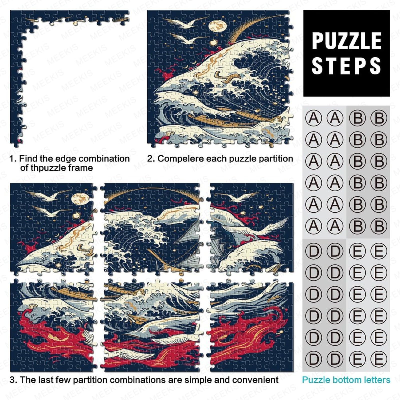 Sea Wave Puzzle Da 1000 Pezzi Per Adulti, Puzzle Da 1000 Pezzi Per La Decorazione Della Casa, Puzzle Per Famiglie Per Decorare Regali Gioco Impegnativo 1000pcs (75x50cm