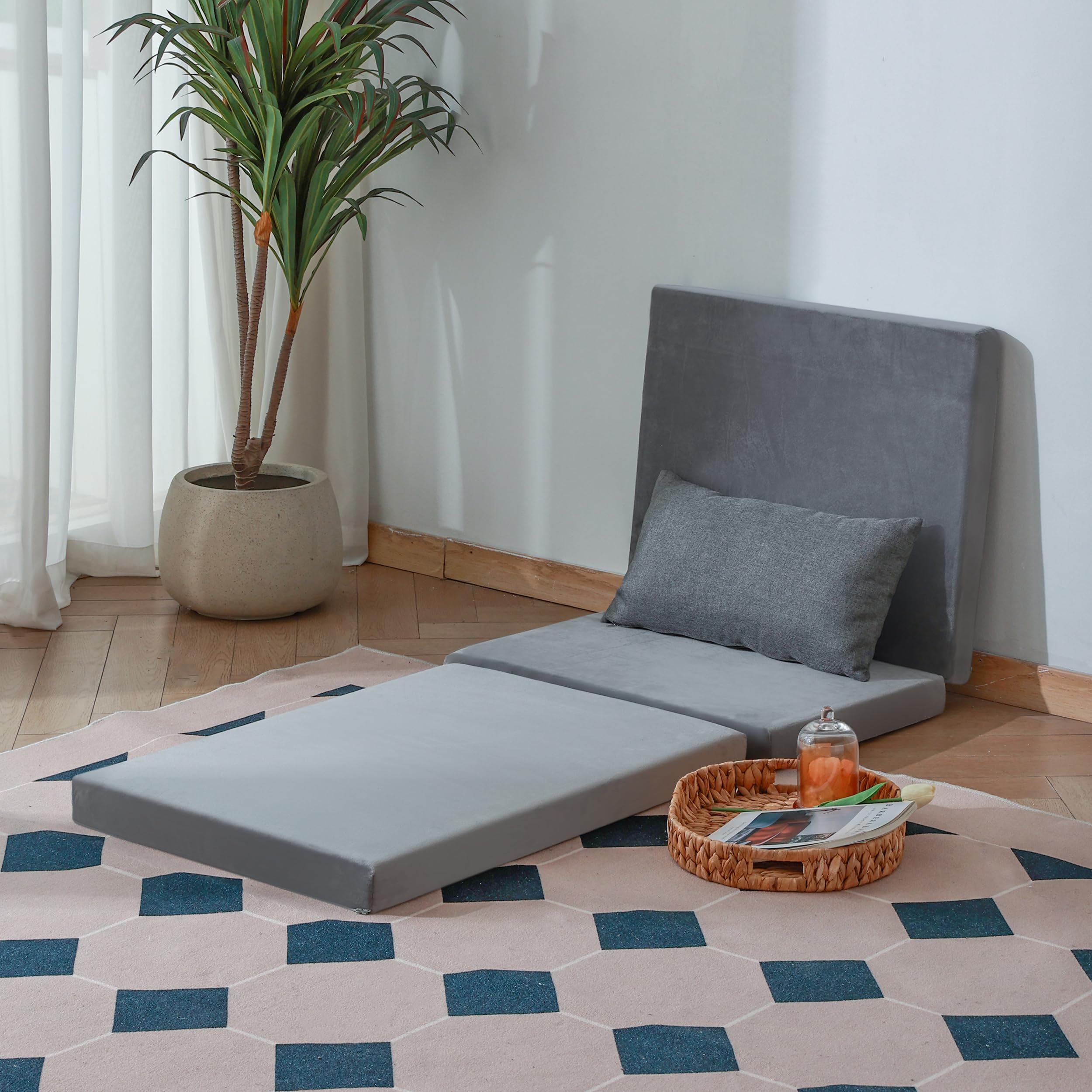 Cycnefin Tri-Fold Memory Foam Mattress Topper, 2.7 inch Single Folding Topper with Collapsible, Travel and Guest Mat, 70.8'' x 26.3'' x 2.7