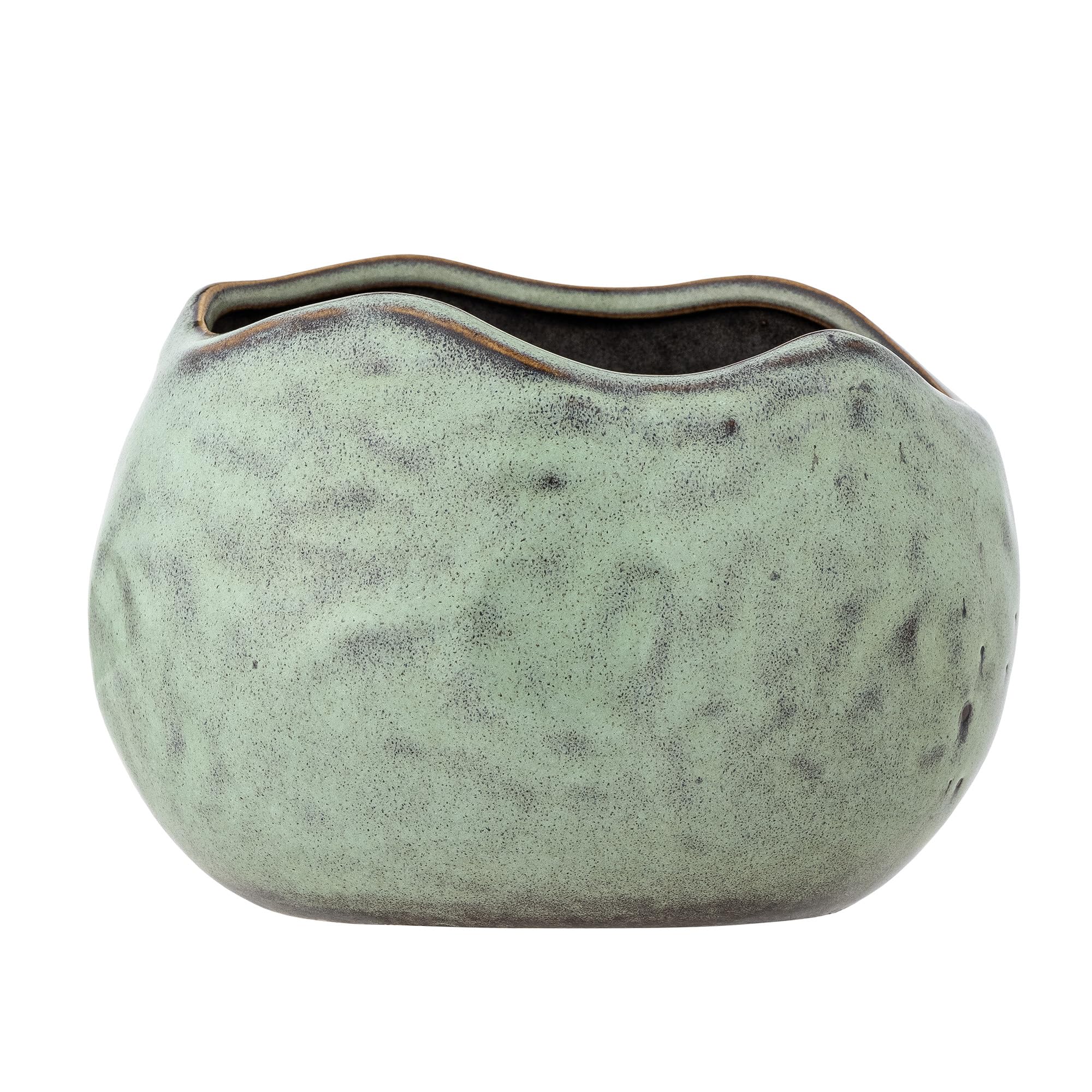 Bloomingville Green Stoneware Flowerpot, Part of the Pennie Collection, Organic Shaped Pot with Shiny Glaze - Image 2