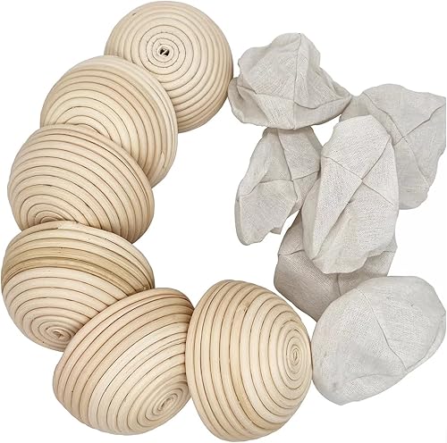 2pcs 5" Banneton Proofing Basket Round Bread Brotform con forro de ratán natural ecológico para panaderos profesionales y caseros