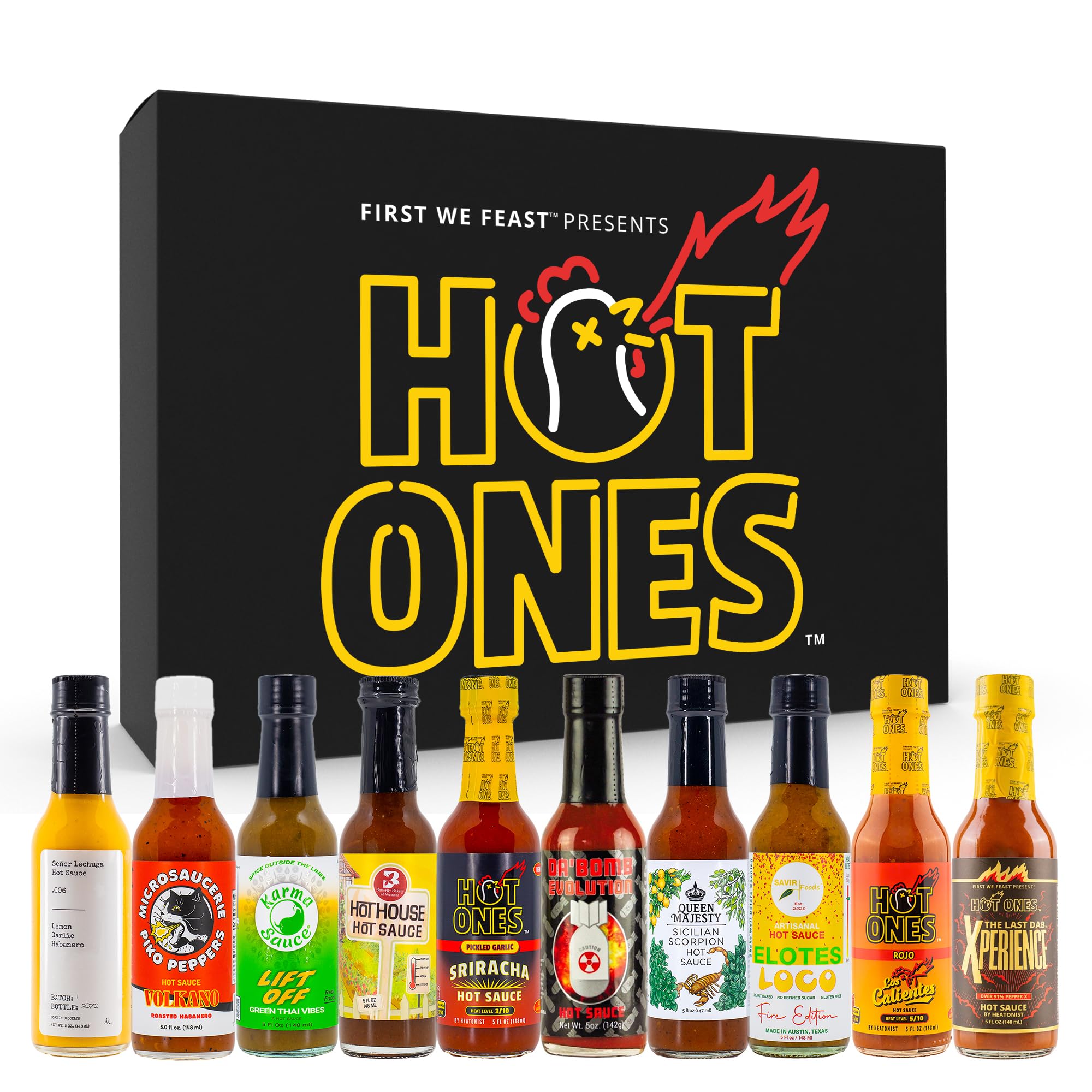 Hot Ones Hot Sauce Challenge Set - Season 26 Gift Set Variety Pack - Made with Natural Ingredients - Unique Small Batch Sampler - 5 fl oz Bottles (10-Pack)