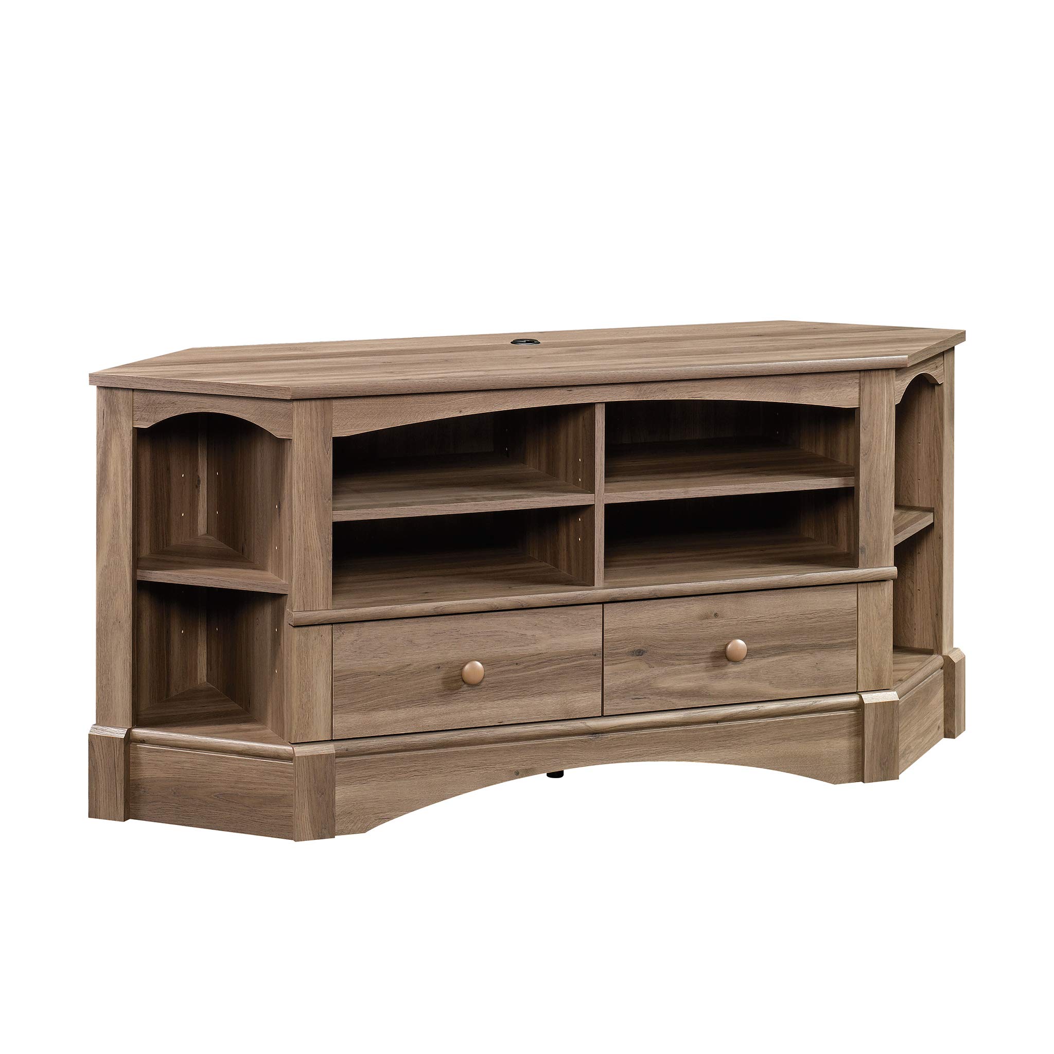 Sauder Harbor View Corner Entertainment Credenza, For TV's up to 60", Salt Oak finish