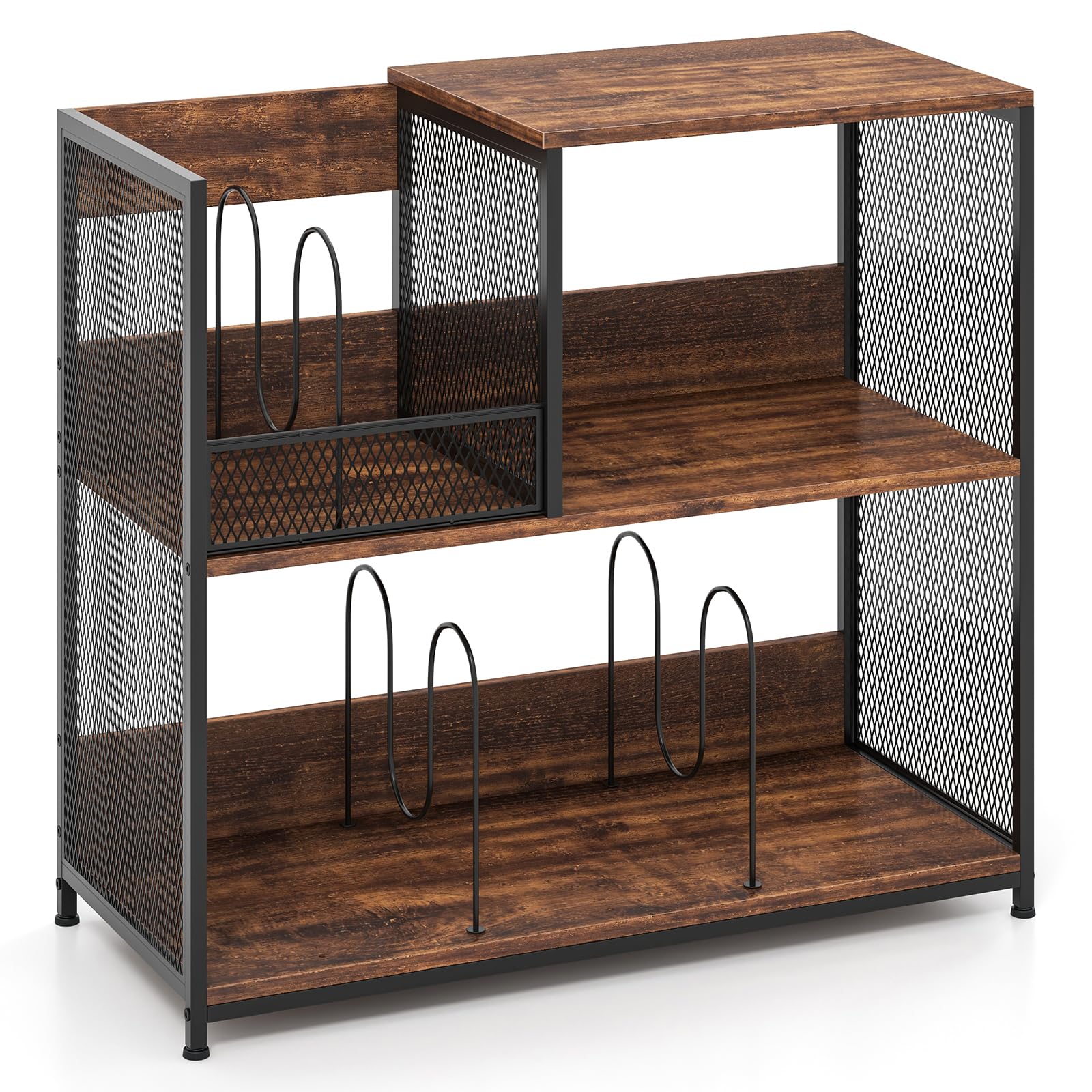 RELAX4LIFE Supporto per Giradischi, Porta Giradischi Vinili a 3 Ripiani, Mobiletto Multiuso Espositore per Ufficio, Soggiorno, 83 x 36 x 76,5 cm