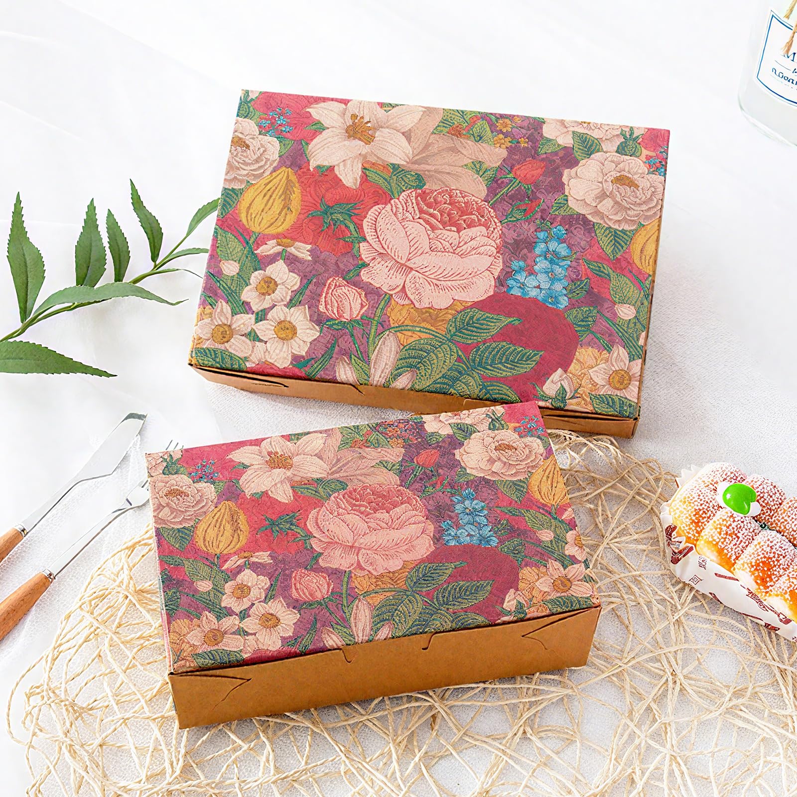 Allbusky 20PCS Paper Treat Gift Boxes, Pastry Cookie Biscuit Cake Boxes, Paper Takeaway Food Boxes - Image 7