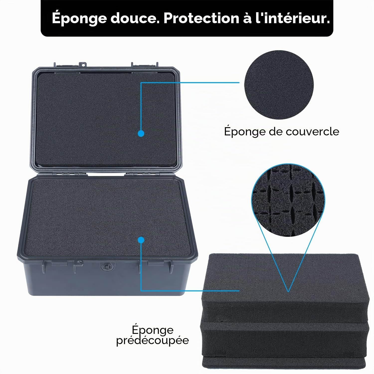 Lykus HC-2130 Mini Etui Valise avec Mousse, Taille intérieure 21,1x15,1x9,4 cm, IP66 résistant aux éclaboussures, Adapté aux téléphones Portables, Outils et Plus Encore | IP66 Anti-Éclaboussures, Mousse Personnalisable, Convient aux Téléphones, Outils et