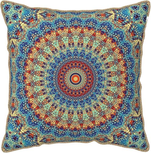 Yinzaishe Fundas de almohada de terciopelo con mandala bohemio funda de almohada cuadrada para decoración del hogar funda de cojín para cama sofá