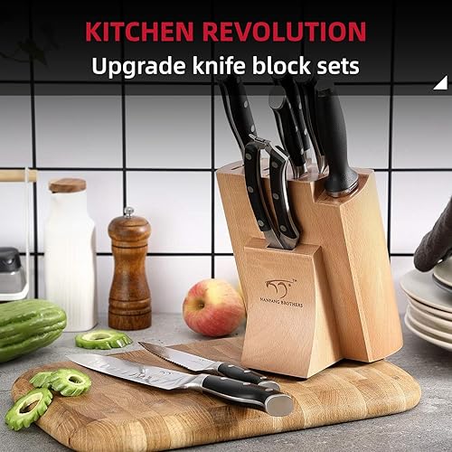 Miniatura 7 de NANFANG BROTHERS Juego de cuchillos juego de cuchillos de cocina Damasco de 9 piezas con bloque mango ergonómico ABS para juego de cuchillos de chef