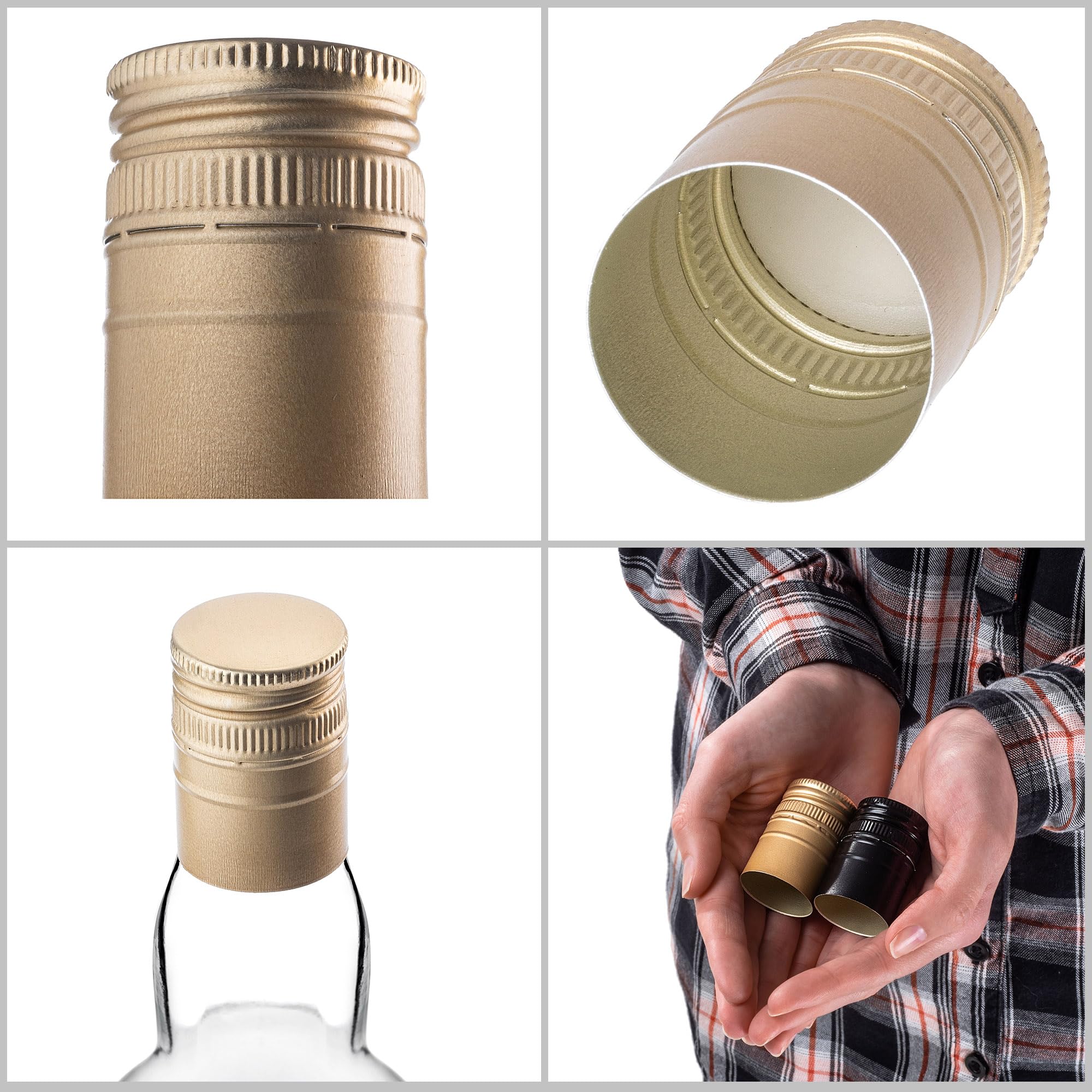 KADAX Tappo a vite 30x44mm per bottiglie, tappo in alluminio, tappo a vite per bottiglie di vino, succhi di frutta e liquori (Oro, 100 pezzi)