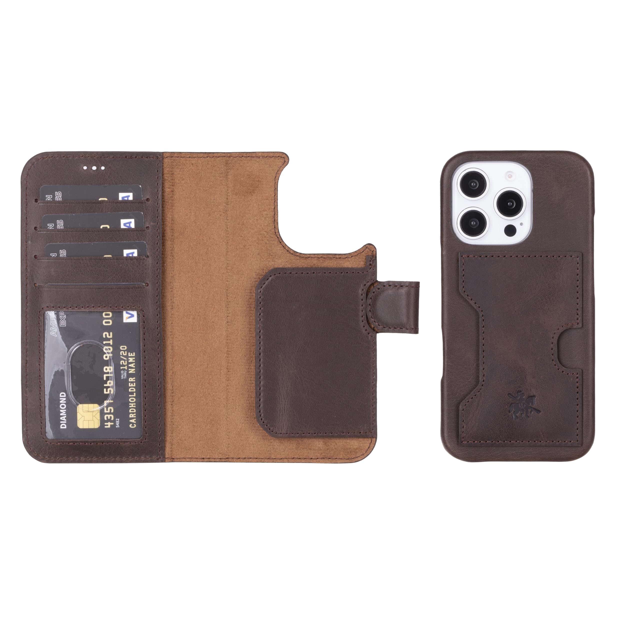 Venito Florence for Apple iPhone 16 Pro Case Wallet | Drop/Impact Protection, Detachable Flip Cover, Handcrafted Luxury 2 in 1 Wallet Premium Full