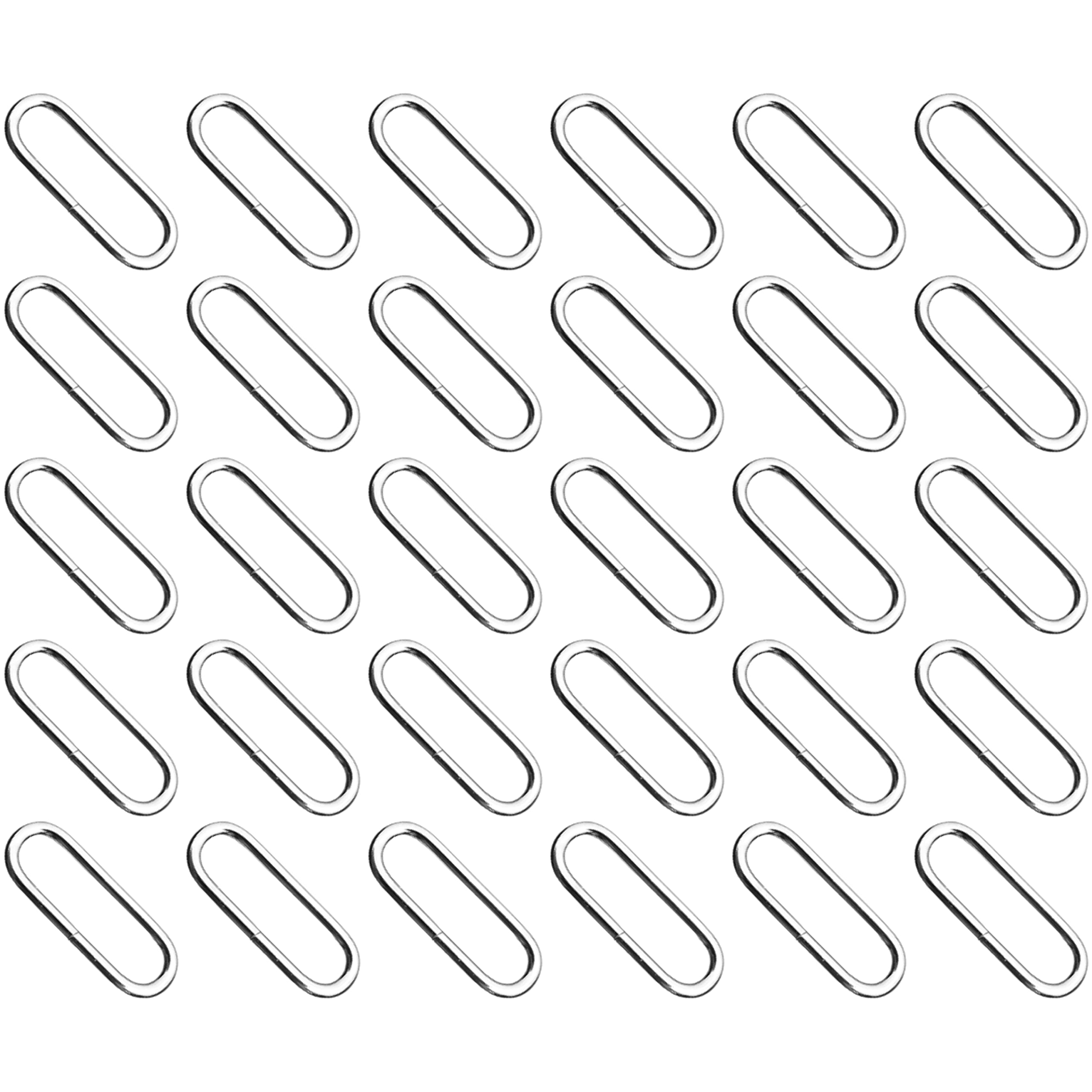 SolaDirect 30 Pcs Buckles Set for 50 mm / 2" Webbing Strap, 30 x Oval Loops, Metal, Silver, Bag Making, Accessories, Straps, DIY, Crafts