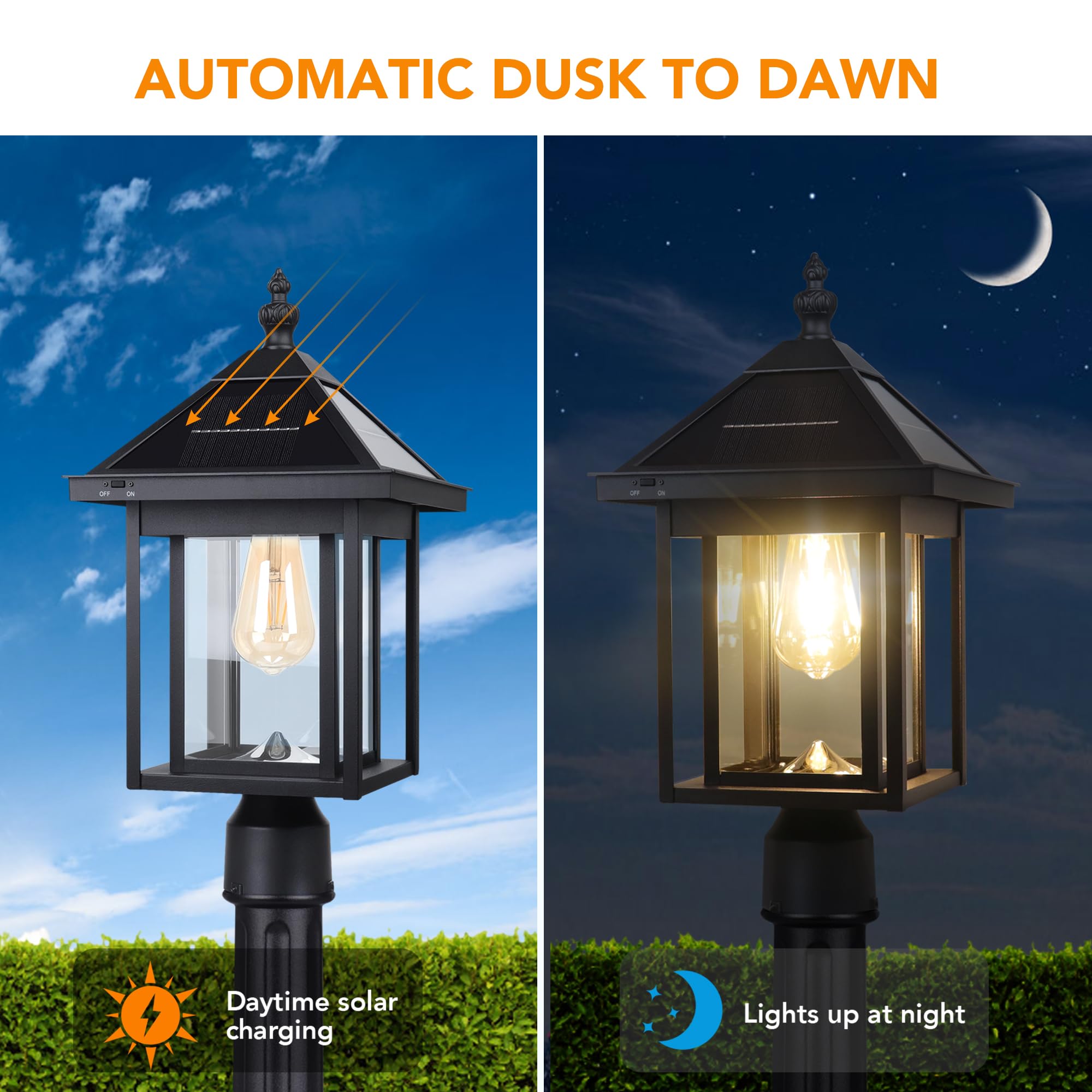 KMC LIGHTING KS101X2 Outdoor Solar Light 2 Pack With 4-Inch Fitter Base For Outdoor Garden Post - View #13