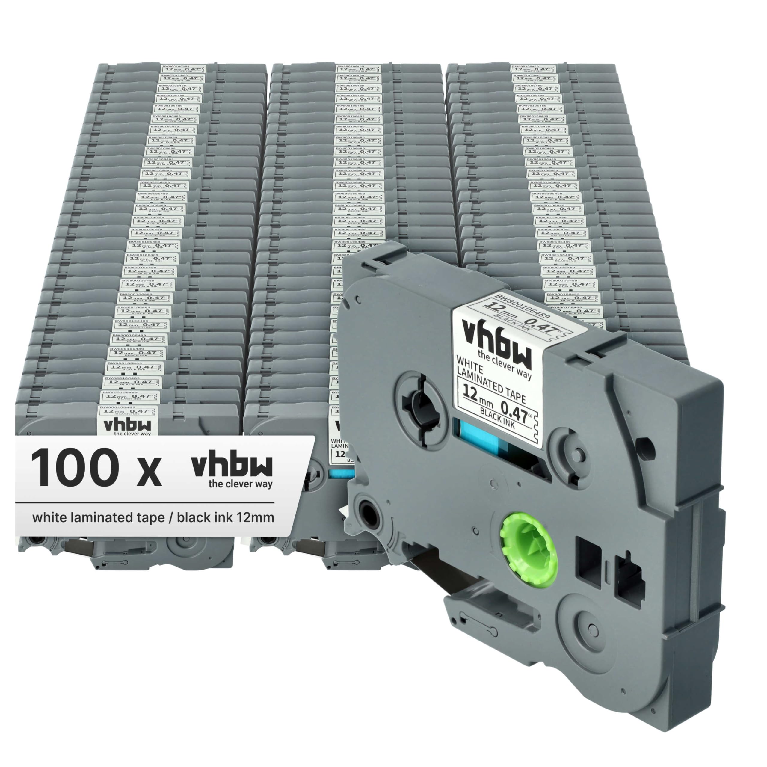 vhbw 100x Wymienne taśmy do Brother TZE-231, TZ-231 do drukarki etykiet 8m x 12 mm Czarny na białym
