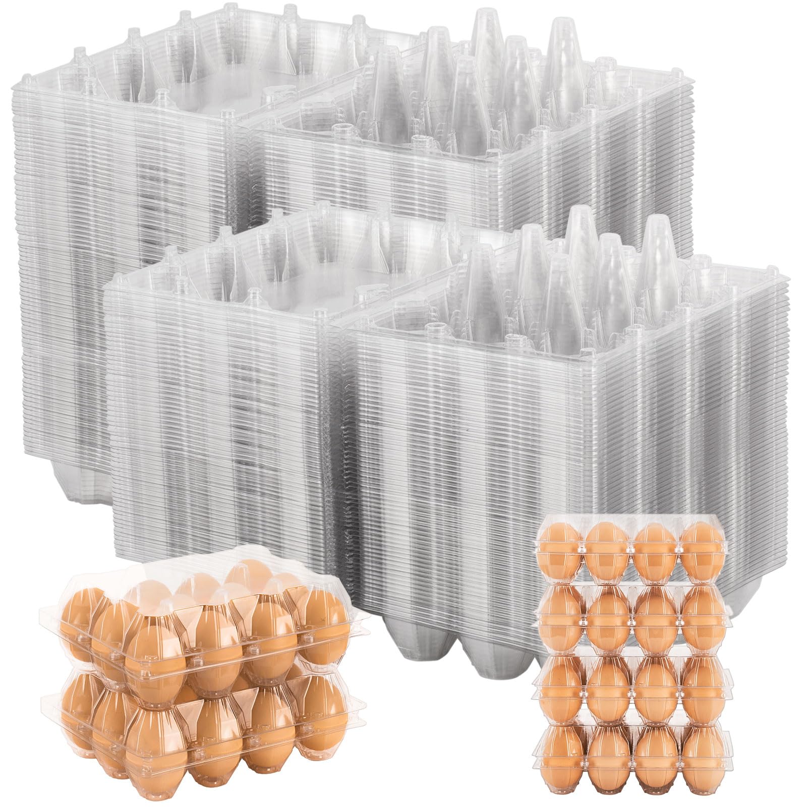 180 pack clear plastic egg cartons, reusable stackable egg containers for farm, market & fridge storage, 3×4 grid