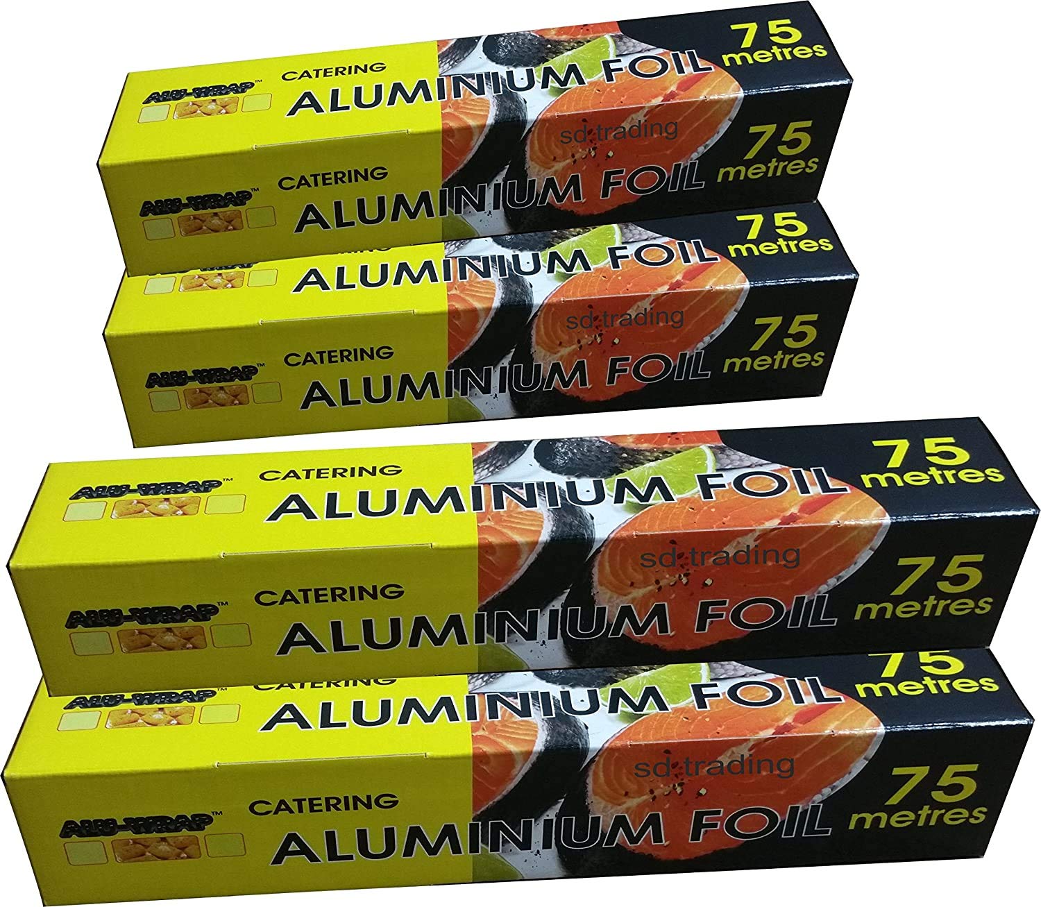 4 x Aluminium Kitchen Catering Foil 300mm x 75m with Inbuilt Cutter (ALU-WRAP)