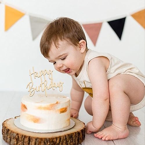 Miniatura 3 de Decoración de madera para pastel de feliz cumpleaños, decoración de banderines de pastel de cumpleaños, suministros de decoración de fiesta de