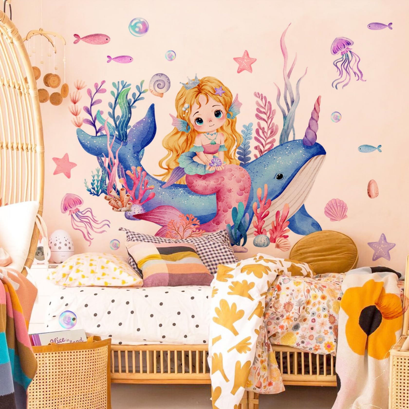 Lekabee Baby Girls Mermaid Wall Decals