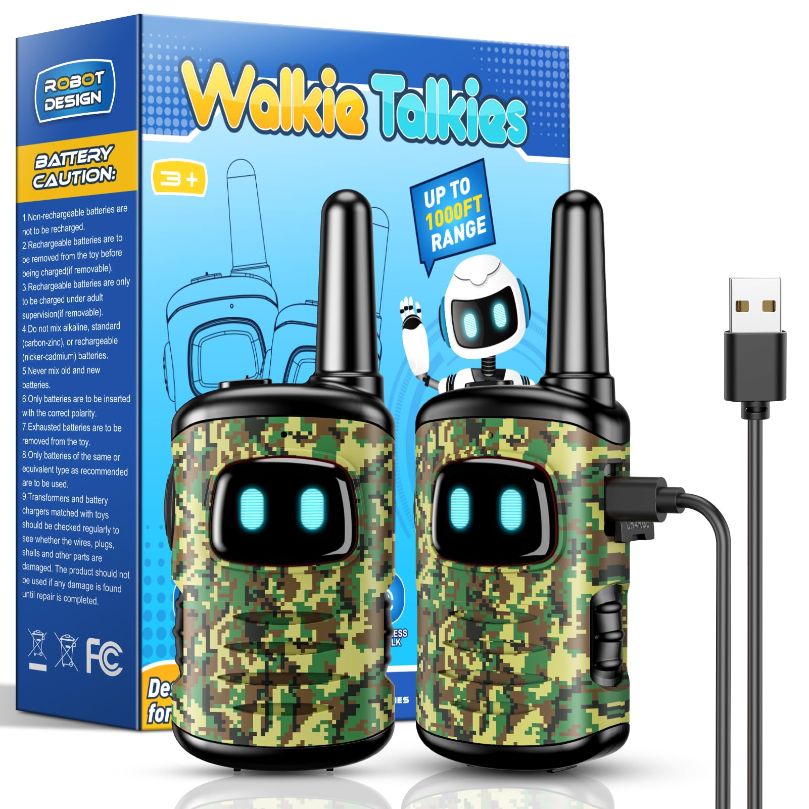Toyokid Walkie Talkie Niños Recargable, Juguetes Niños 3 4 5 6 7 8 9 10 Años Juguetes para Niños al Aire Libre Regalo Niño 3-10 Años