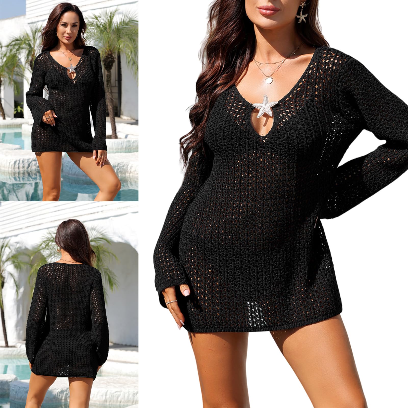 Abito da spiaggia Tankini Cover Up Cut Out Design U Collo Morbido Traspirante per Attività a Riva Abito con Collo a U