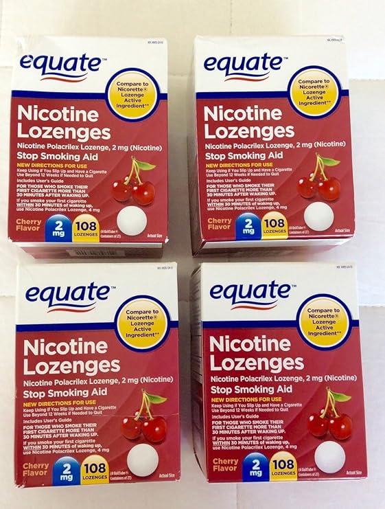 Equate Nicotine Lozenge2 Mg,Cherry Flavor,108count Pack of 4 Health & Household