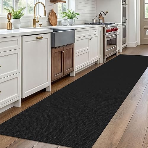 Vista 174 de EARTHALL - Tapete tejido lavable con parte trasera de goma, tapete trenzado de algodón antideslizante para interiores para entrada, pasillo, cocina