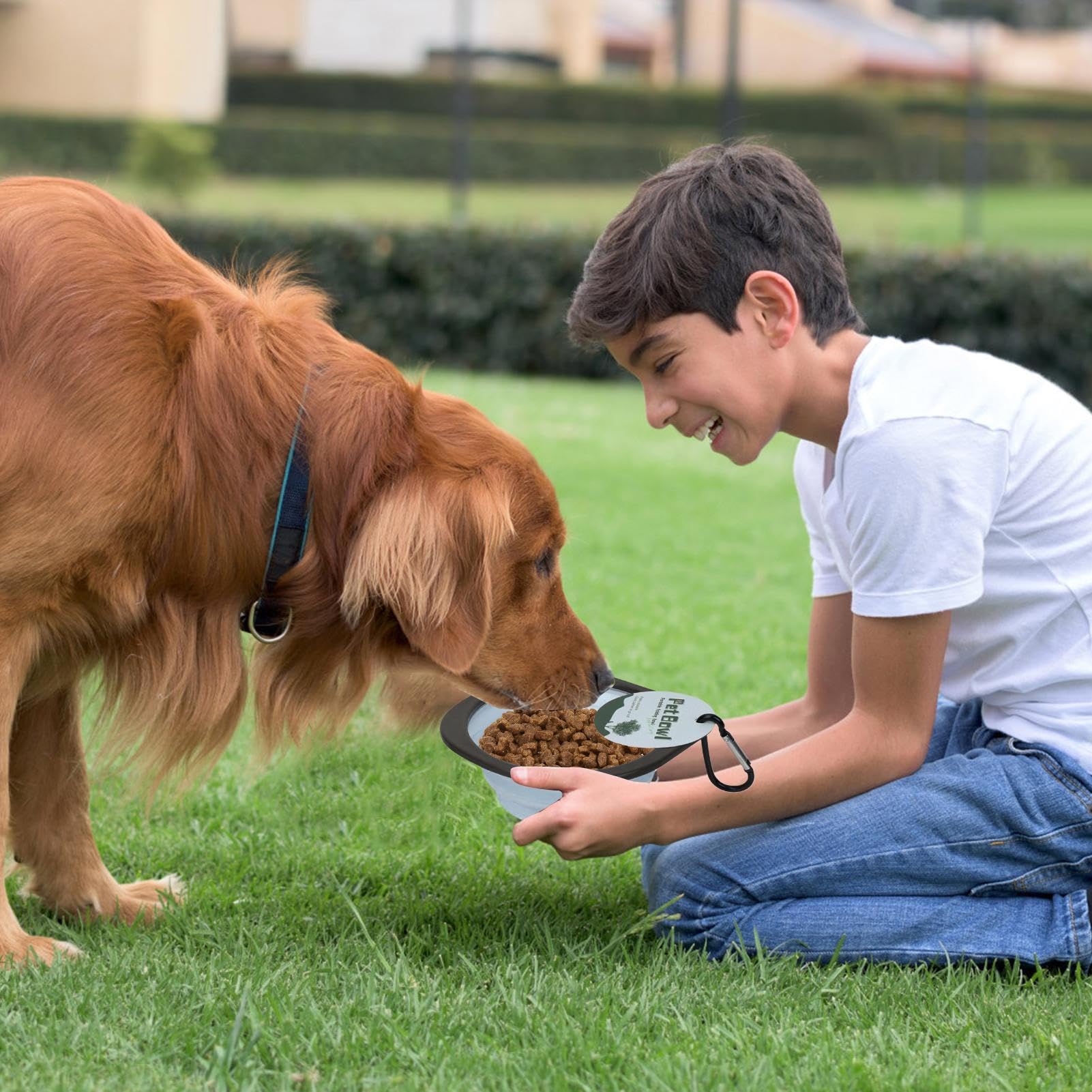 Pieghevole Per Cani Animali Cibo E Acqua Moschettone
