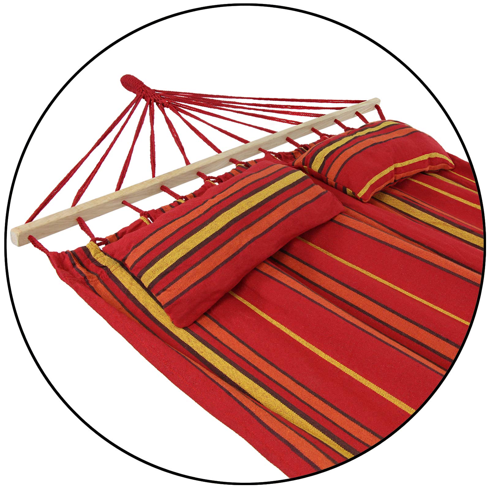 BB Sport Hamac Double Avec Barres – 2 Personnes, Surface 240x150 Cm, Charge Max 300 Kg, Polycoton Résistant Intempéries, Incl. 2 Oreillers, Idéal Jardin & Camping