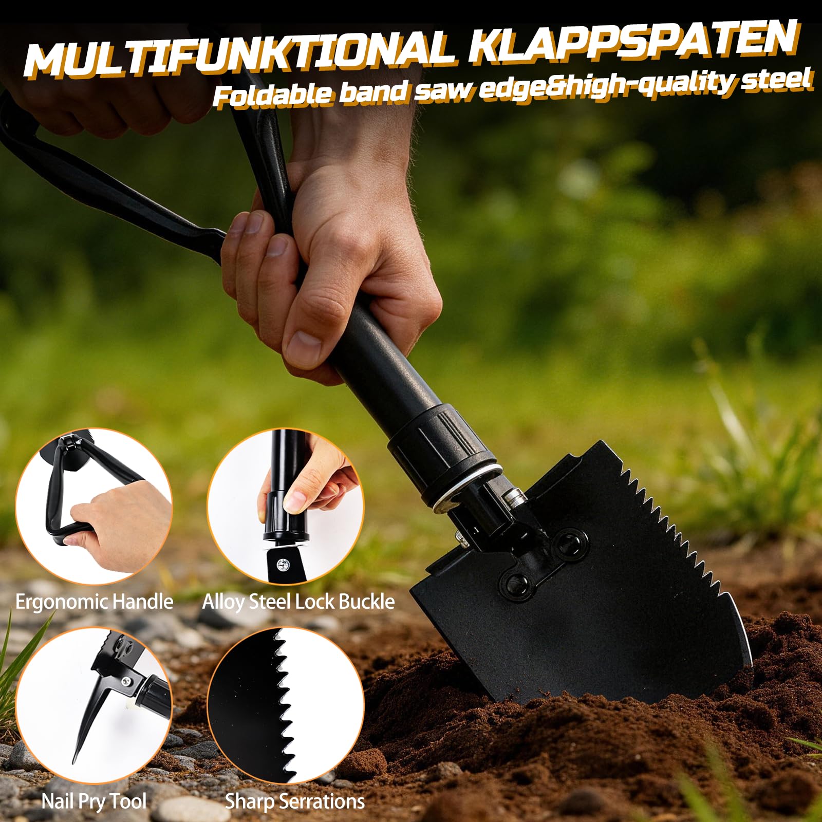 6 in 1 Kit de Supervivencia,Kit Supervivencia,Juego de Accesorios para Acampar,Set de Camping con Hachas de Supervivencia,Palas Plegables,Sierras Plegables,Regalos para Hombres,para Acampar,Aventura