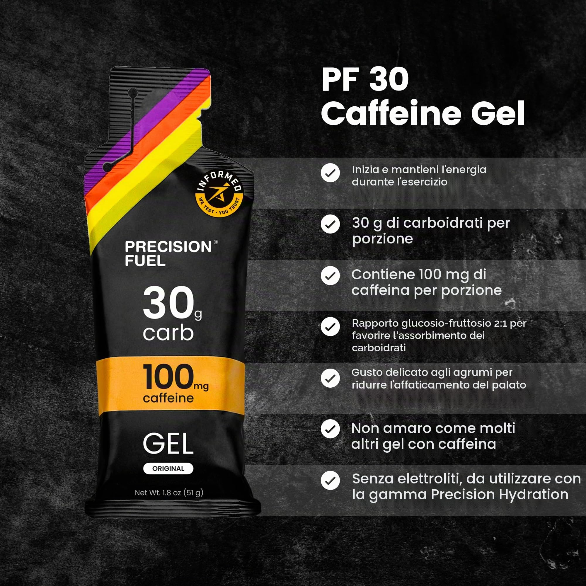 Precision Fuel PF30 Caffeine Energy Gel - Gel per Corsa dal Gusto Delicato per Atleti di Endurance, 30g di Carboidrati, Facile da Digestionare, Perfetto per Corsa e Sport di Lunga Durata (Pack of 15)