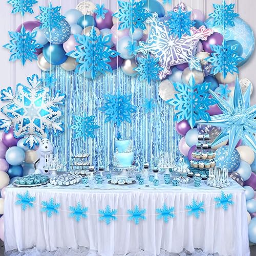 Vista 55 de 36 decoraciones de copos de nieve de Navidad, guirnalda de copos de nieve de papel blanco grande 3D para colgar copos de nieve para invierno, país