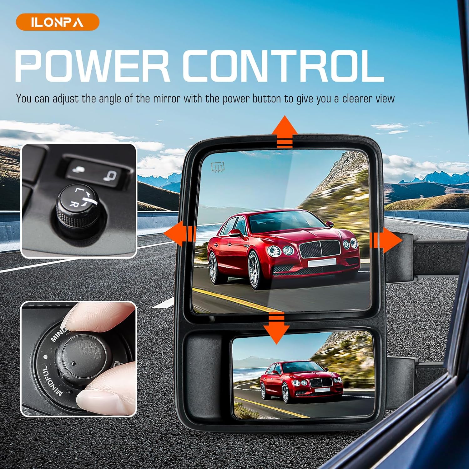 Towing Mirrors Rear View Mirrors fit for 2008 2009 2010 2011 2012 2013 2014 2015 2016 Ford F-250 F-350 F-450 F-550 Super Duty Power Heated with Turn Signal (Chrome)