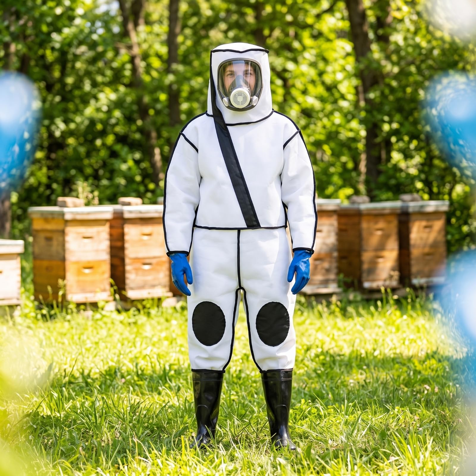 Milageto Tuta da Apicoltore con Visiera Comoda Tuta Protettiva da Apicoltore Flessibile Abbigliamento per Apicoltori, Apicoltura