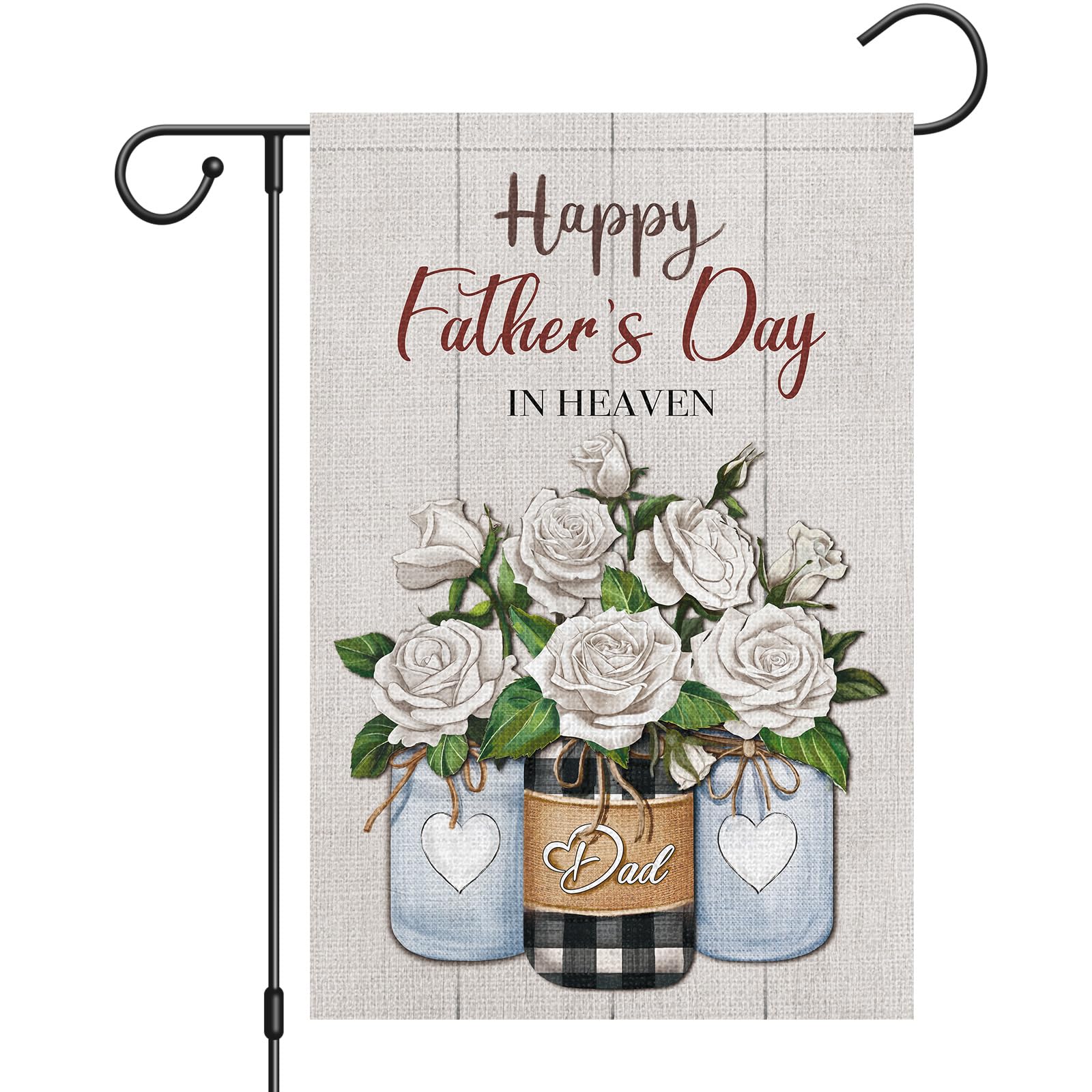 Happy Father's Day In Heaven Gartenflagge – Doppelseitig, Blumen Mit Schmetterling