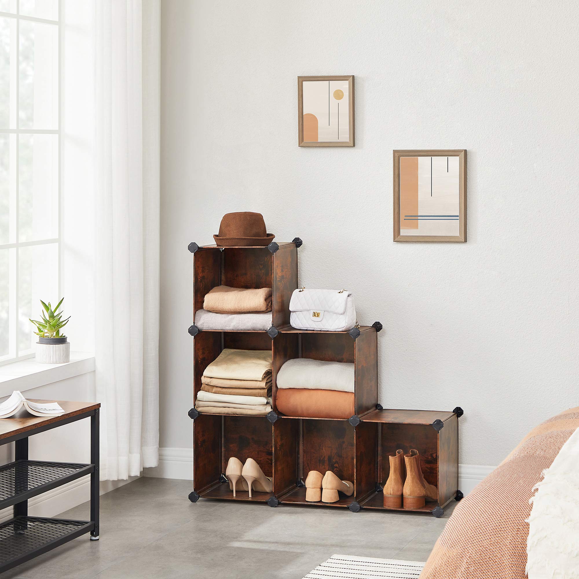 SONGMICS Cube Storage Organizer, 6Cube Bookshelf, Closet Organizers