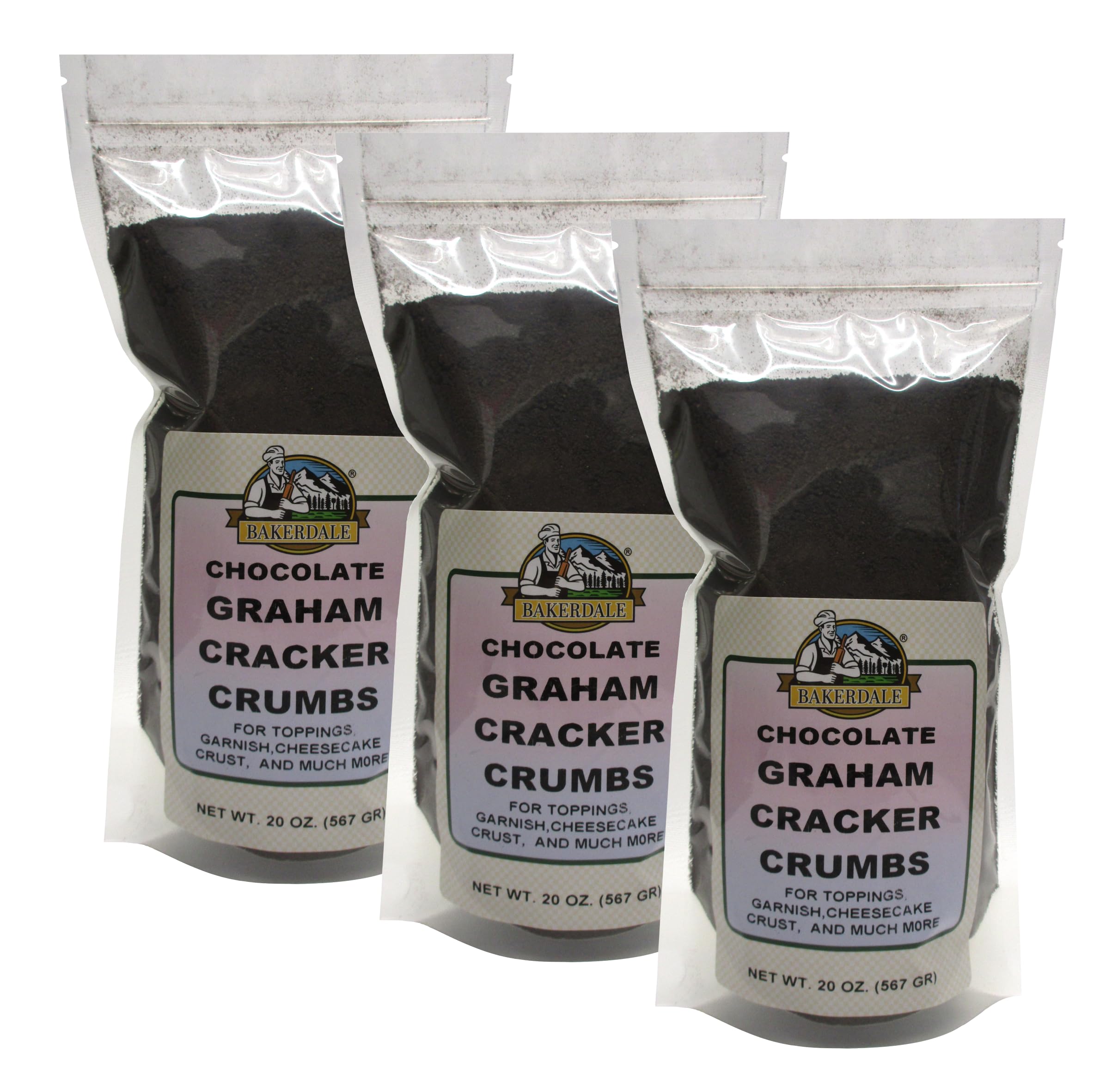 Bakerdale Chocolate Graham Cracker Crumbs, 20 ounce Resealable Pouch