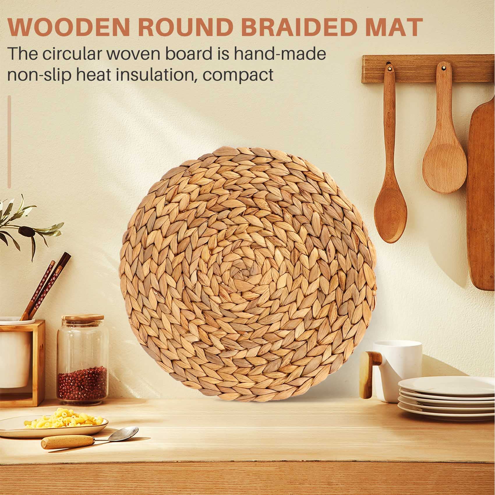 Set Di 10 Tovagliette R Tonde In Giacinto D'Acqua Naturale 30,5 Cm - Rattan Intrecciato Stile Bohémien, Resistenti Al Calore Per Esterno/Interno