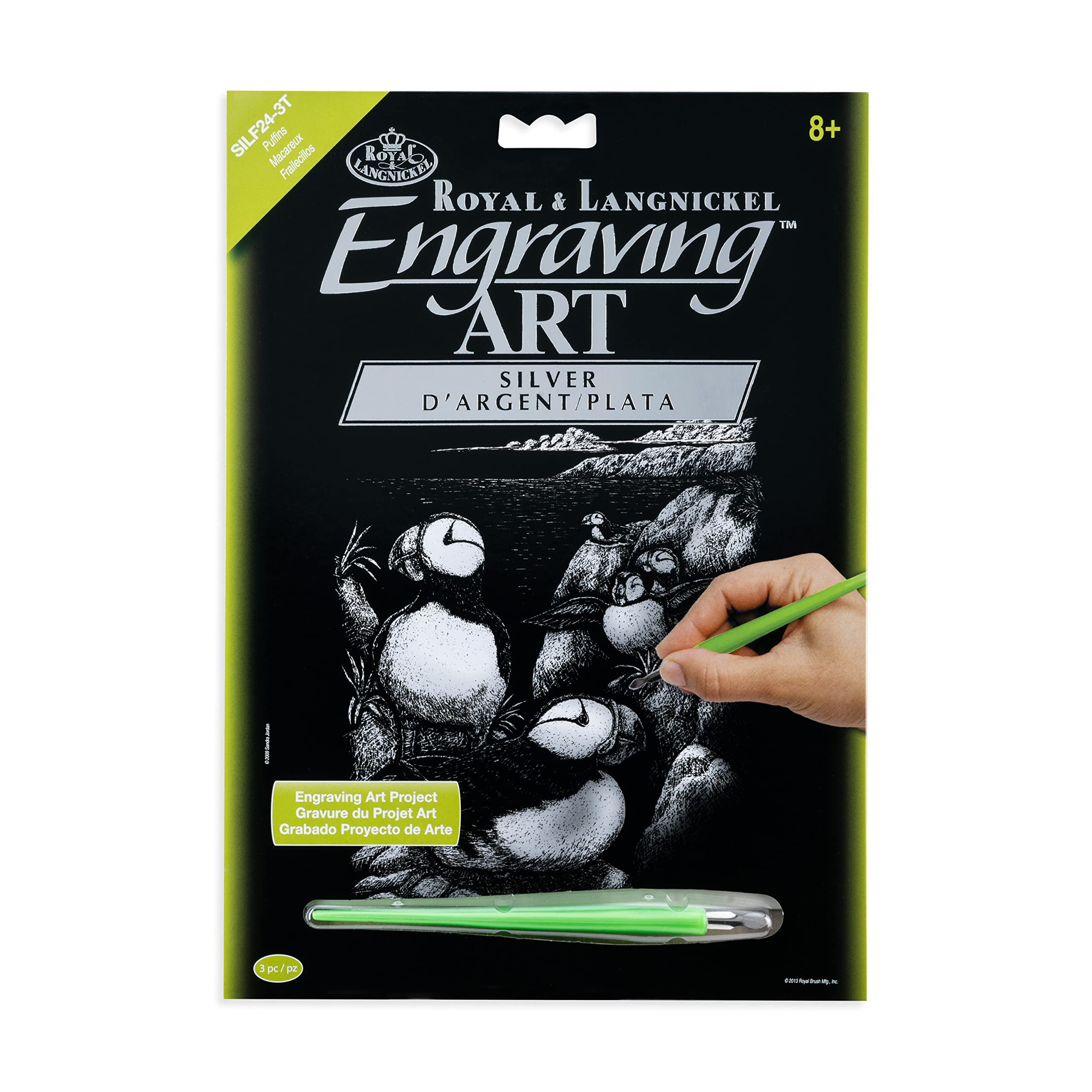 Set Incisione Royal Brush - Motivo Tigre A4 In Argento