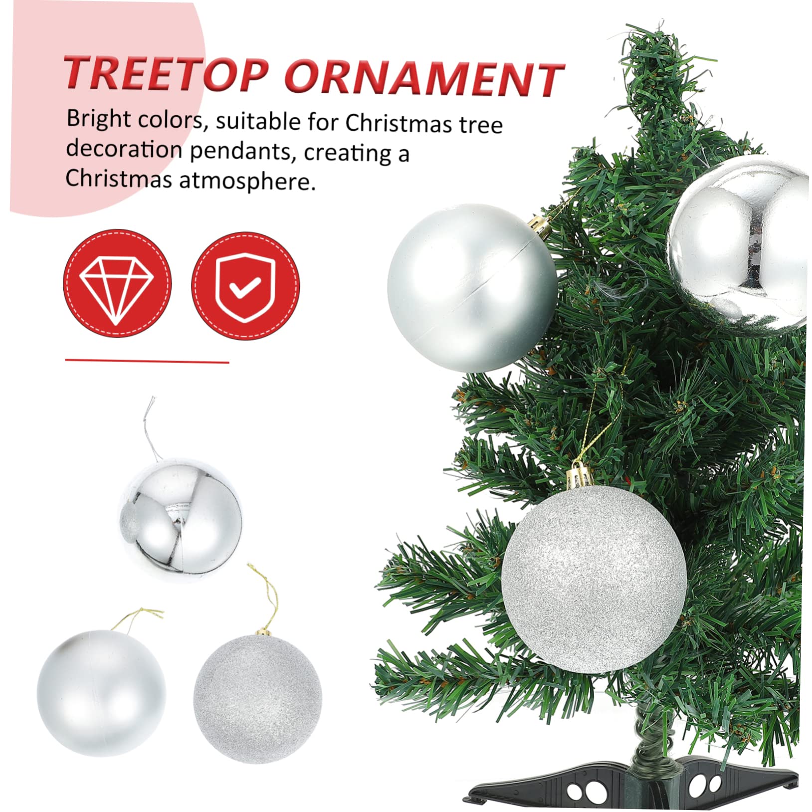 ABOOFAN 24stücke Weihnachtskugelanhänger für Drinnen und Draußen Dekoration Kleine Hängende Kugeln Weihnachtsbaumanhänger Weihnachtsdekoration