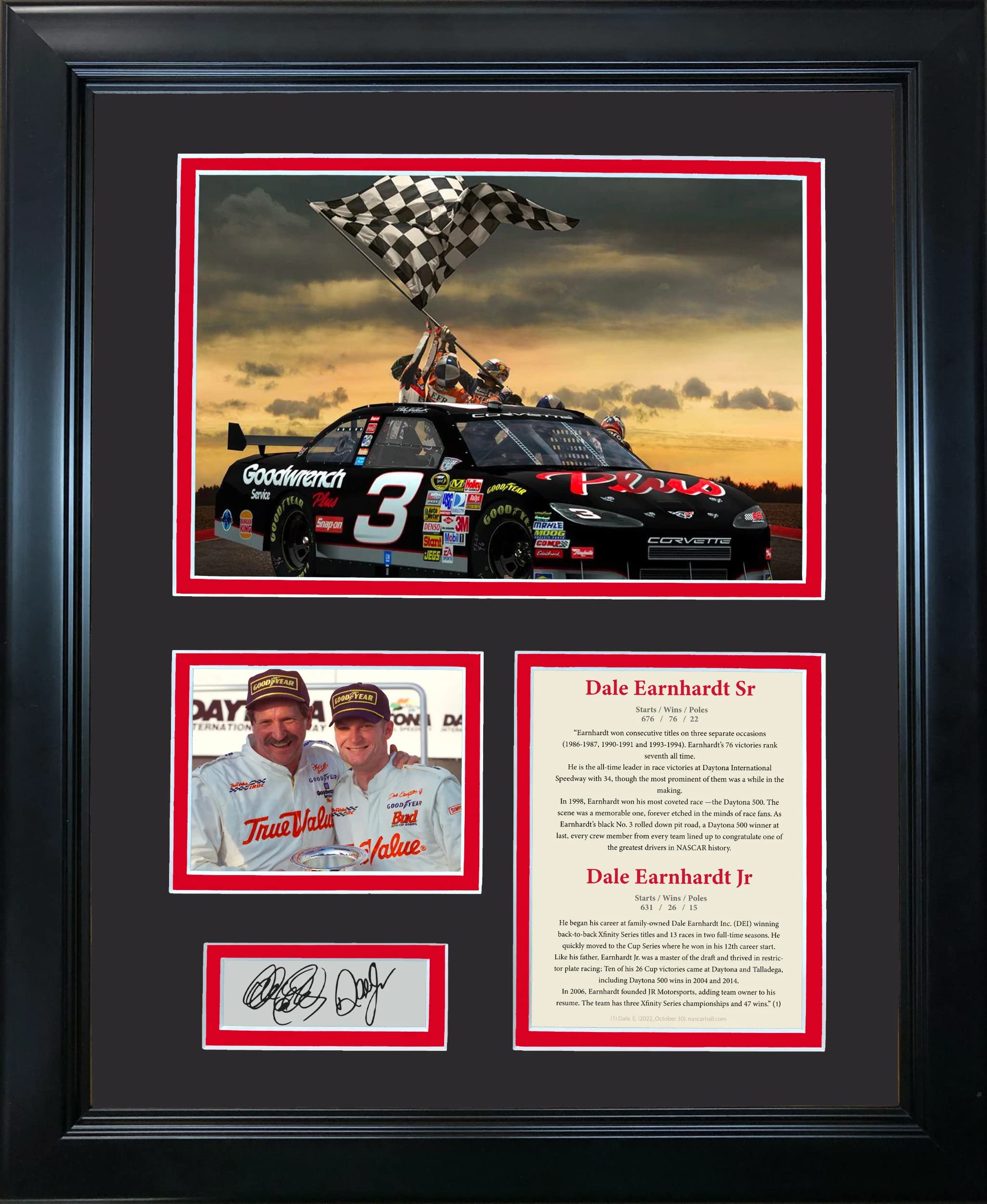 デイル　アンハート　シニア　NASCAR 直筆サイン入り写真(紙) Framed Dale Earnhardt Jr & Sr Facsimile Laser Engraved Signature