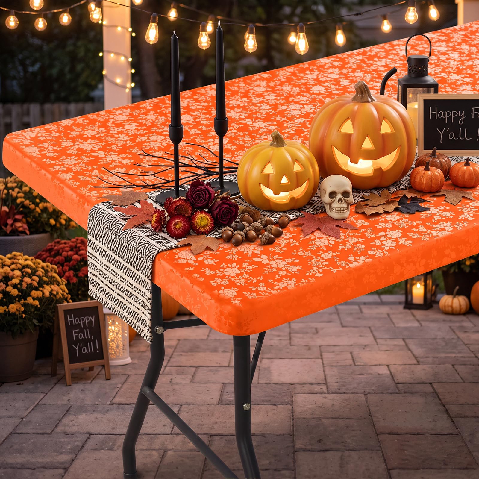 Smiry Heavy Duty Vinyl Fitted Tablecloths for 6 Foot Rectangle Tables
