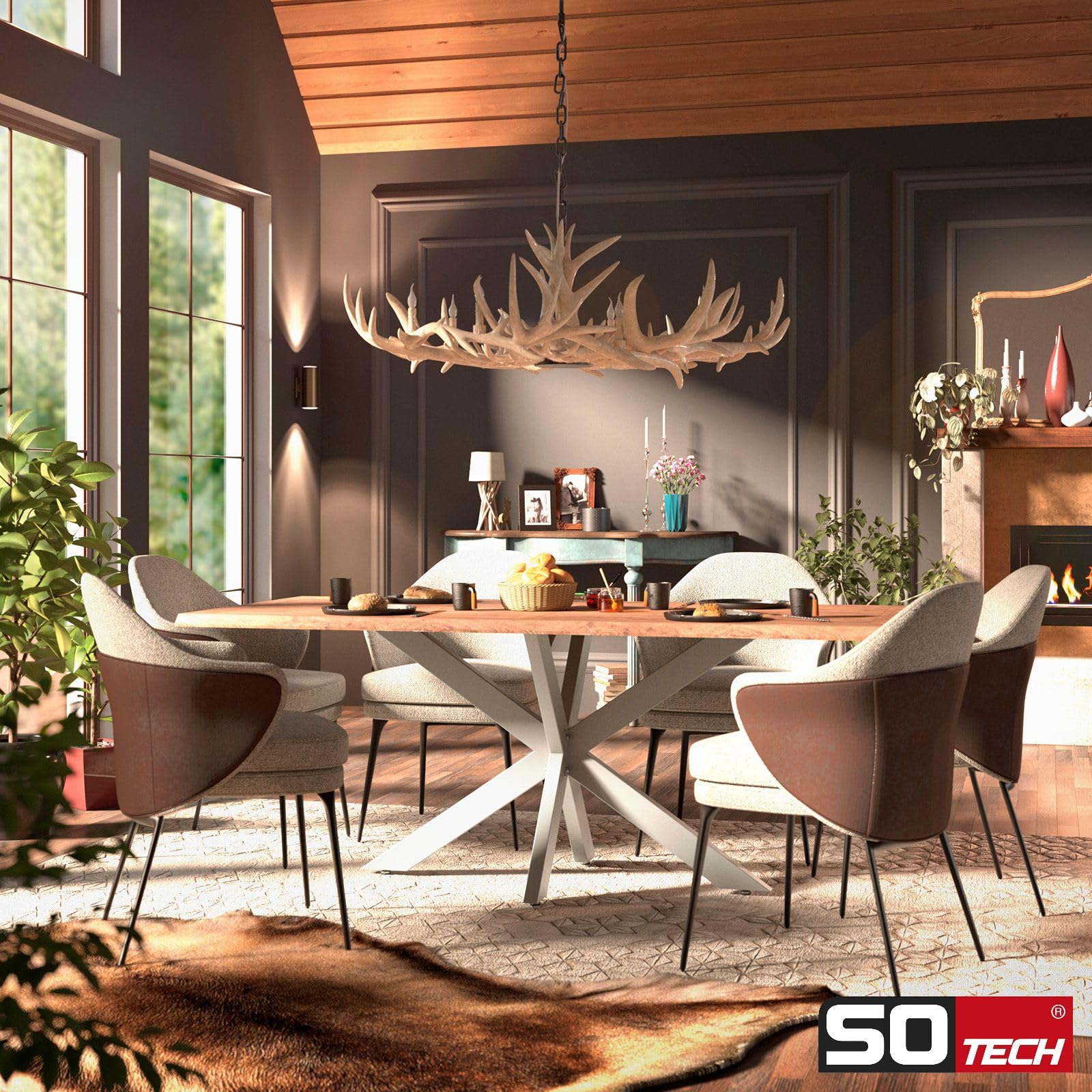 SOTECH Struttura del tavolo SPIDER/Gambe del tavolo pesanti in vero acciaio inox spazzolato/Gambe del tavolo 710 x 1200 x 680 mm/Montaggio facile
