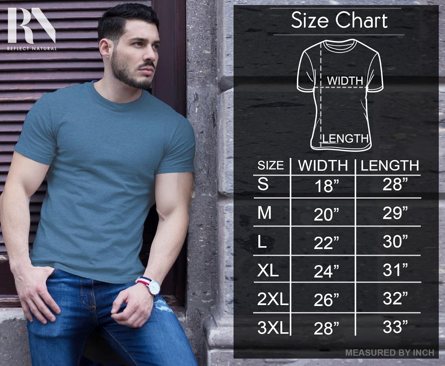 Reflect Natural Men's T-Shirt Soft Premium Cotton Tailored Fit Crew Neck Classic Short Sleeve Tee - Image 6