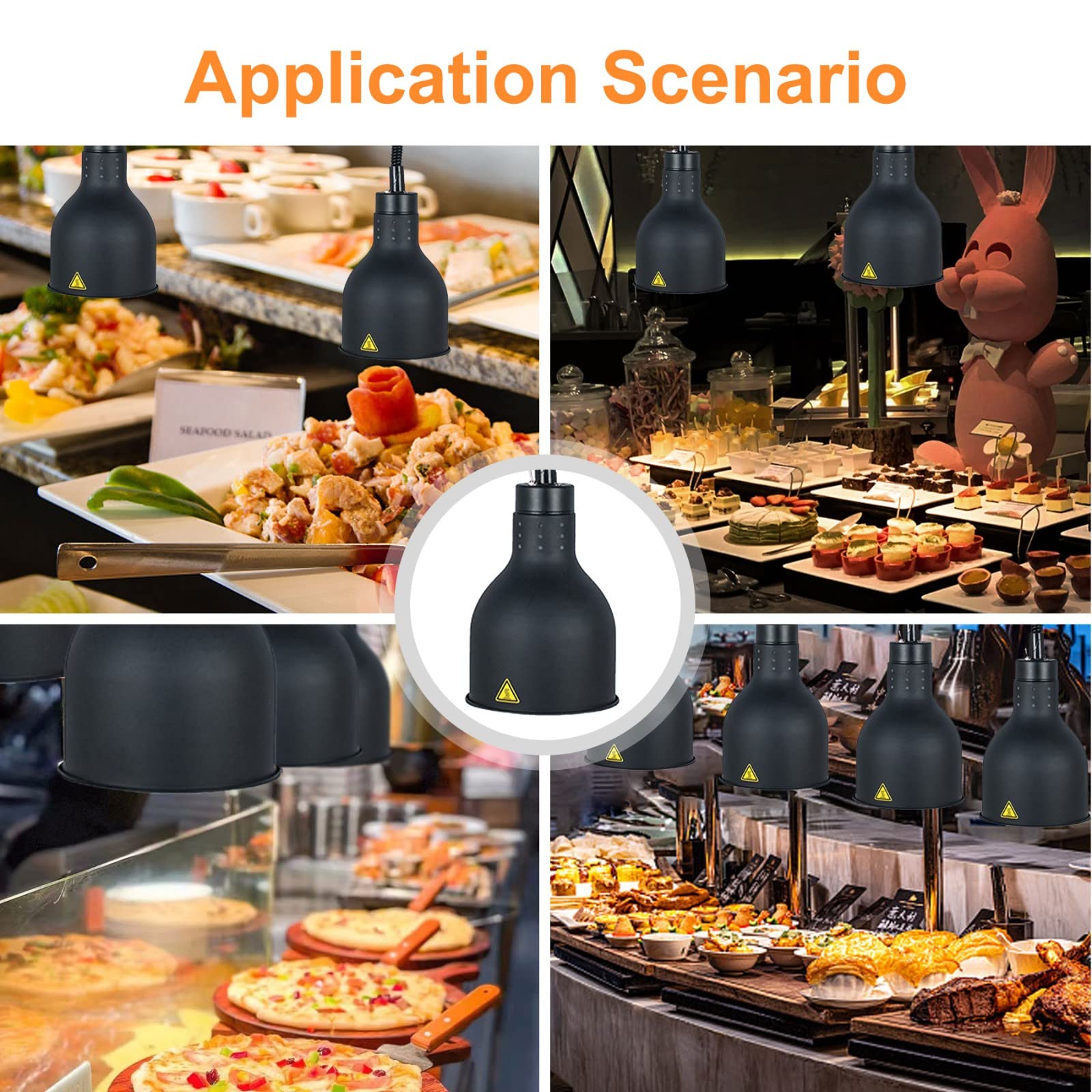 Calentador de Comida Ajustable, Lámpara Colgante de Calor para Alimentos, Calentador de Comida y de Platos para Hogares Bares y Restaurantes, Bombilla de 250W(Size:3pcs)