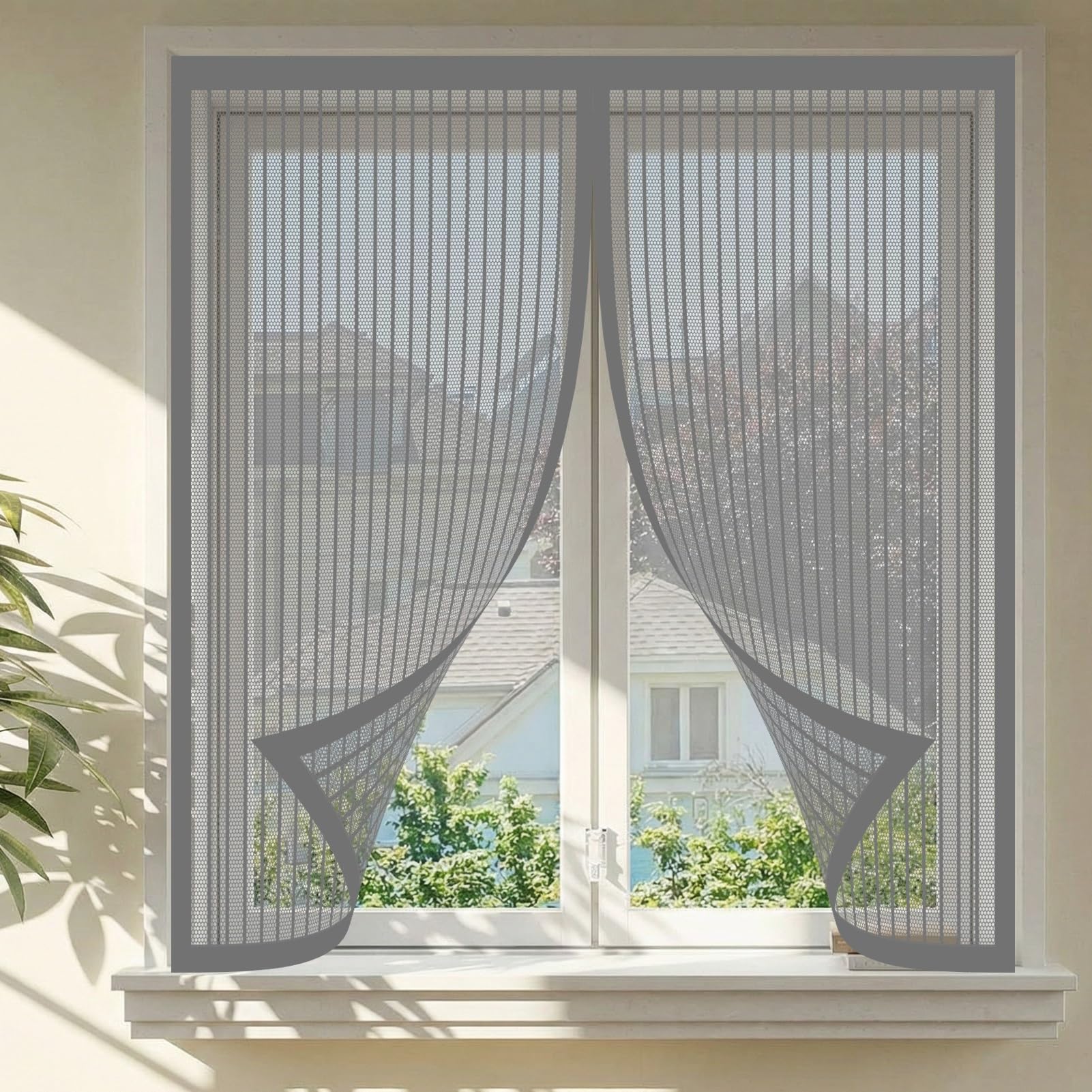 Fly Screens for Windows 192 x 182 cm Easy Installation Bug Net Fly Screen Window Nets Durable & Easy to Maintain Fitted to Multiple Windows, Grey