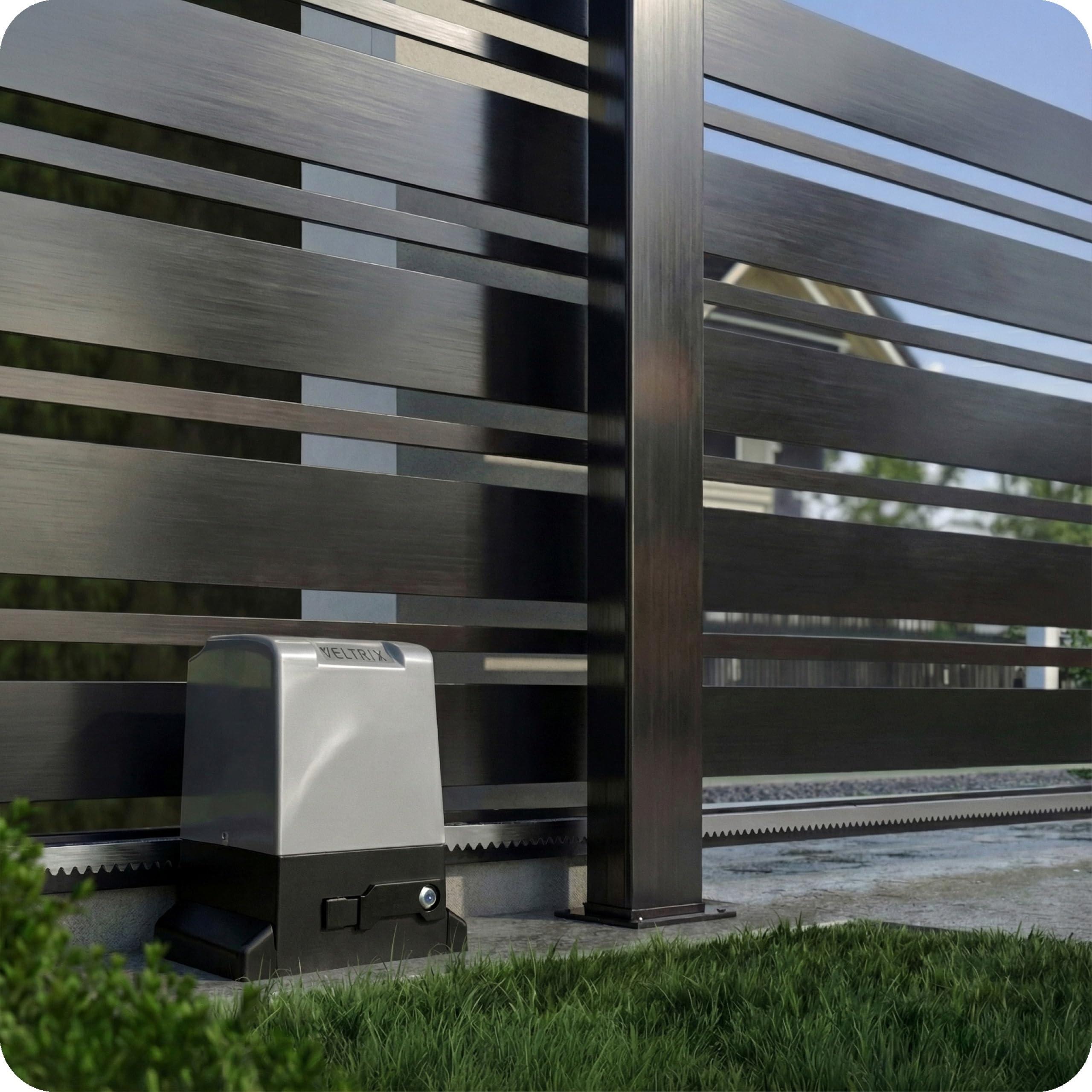 TECHGLOBE Juego de accionamiento de puerta corredera, 800 kg, accionamiento eléctrico para puertas correderas, lámpara LED + 4 mandos a distancia, juego completo para puerta de entrada