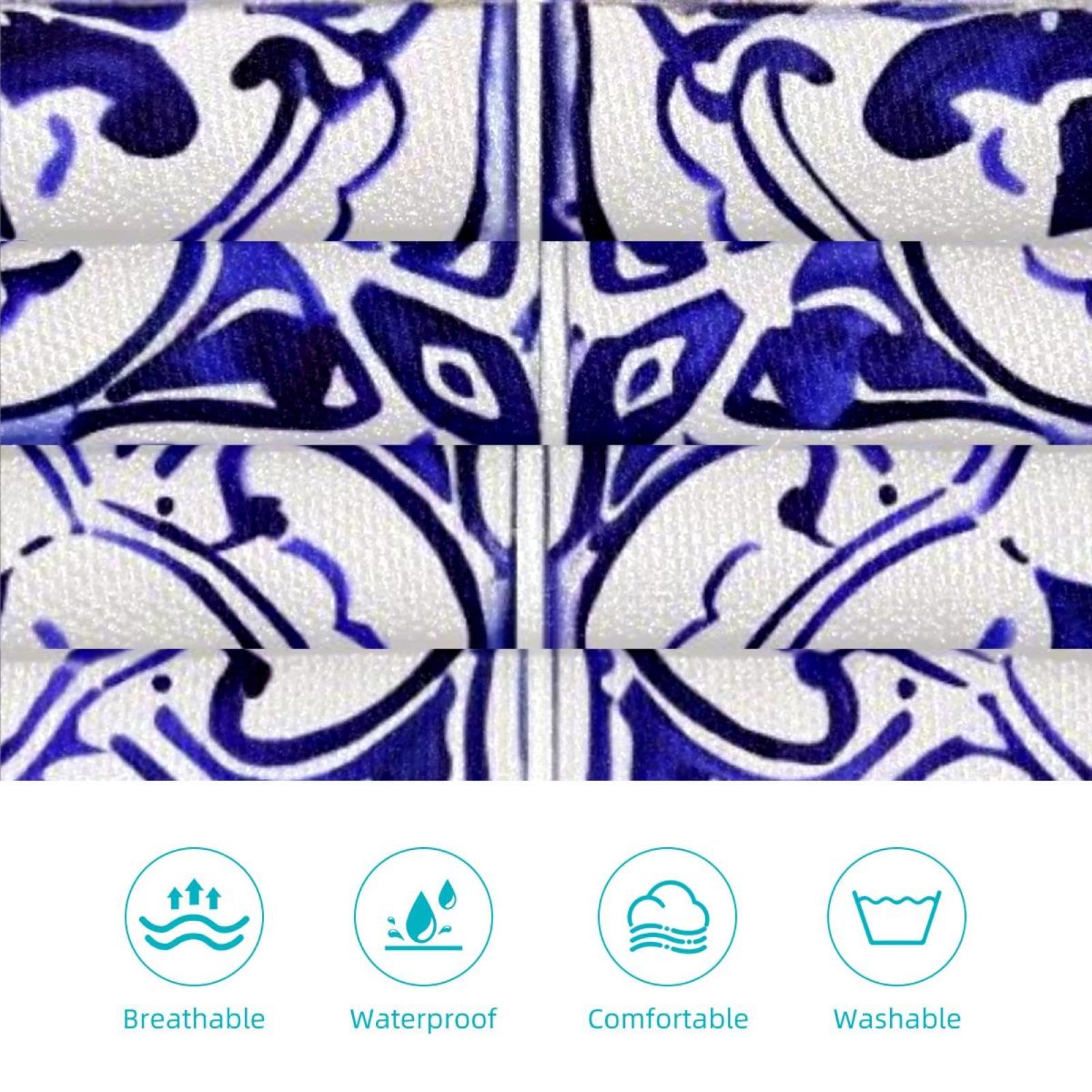 Lot de 2 tabliers de cuisine en lin pour homme et femme, motif mandalas traditionnels ornés de carreaux avec 2 poches réglables, Mandalas décoratifs traditionnels,