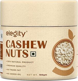 Elegity 100% Natural W210 Plain Cashew Papertube 100 gm | Whole Kaju - Nutritious, Delicious & Crunchy | No Added Preserva Price In India
