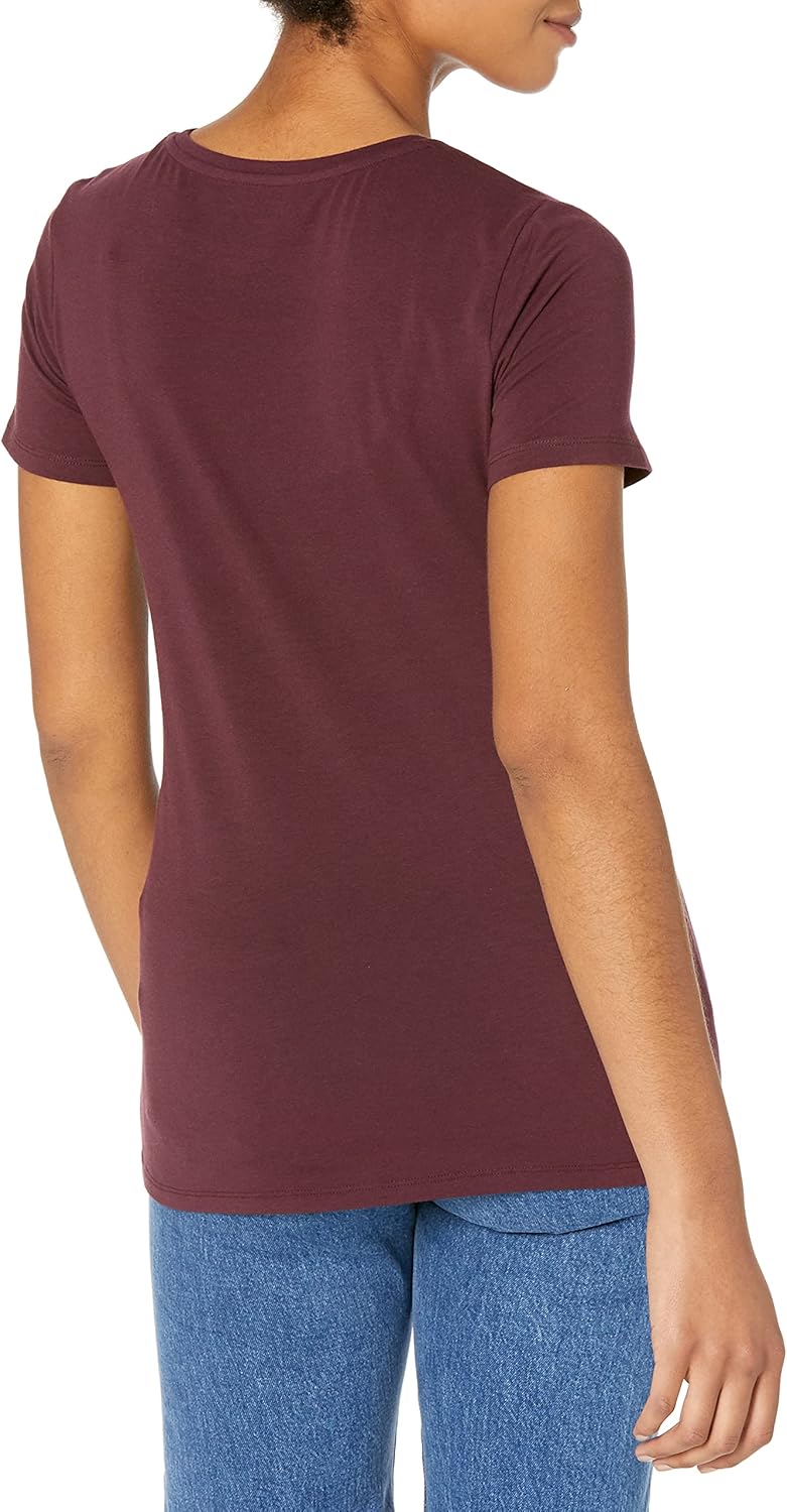 Amazon Essentials Women's Classic-Fit Short-Sleeve Crewneck T-Shirt, Multipacks 2 Burgundy/Navy Small