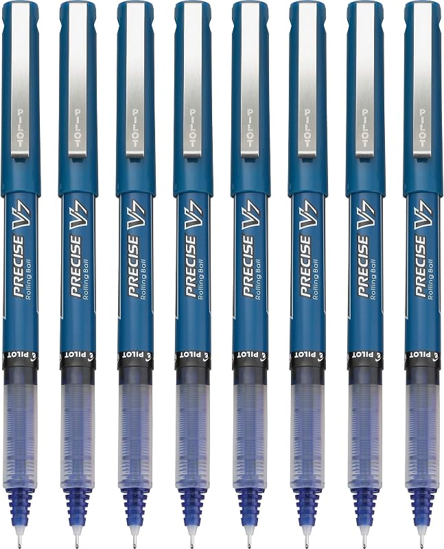 PILOT, Precise V7, Fine Point 0.7 mm, Blue Ink Pens, Pack of 8